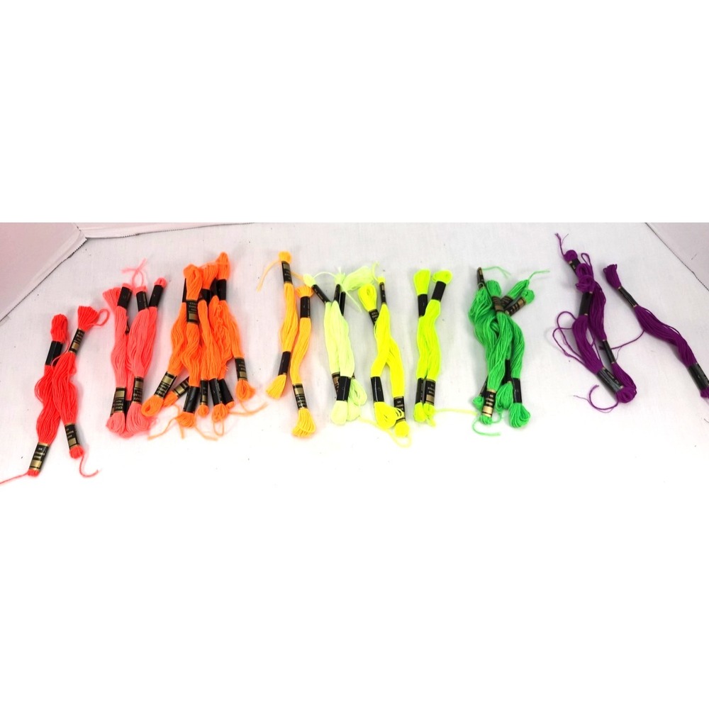 Craft Thread Six Strand Embroidery Floss Assorted Neon Colors 25 Plus Skeins